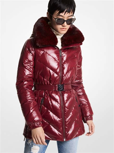 michael michael kors faux fur-trim quilted puffer jacket|faux fur quilted puffer jacket.